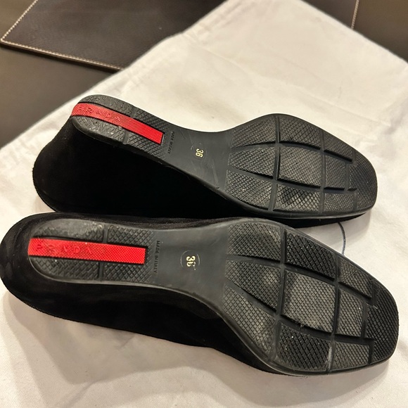 Prada Wedge Mule, Black Suede, size 6 - Picture 4 of 6